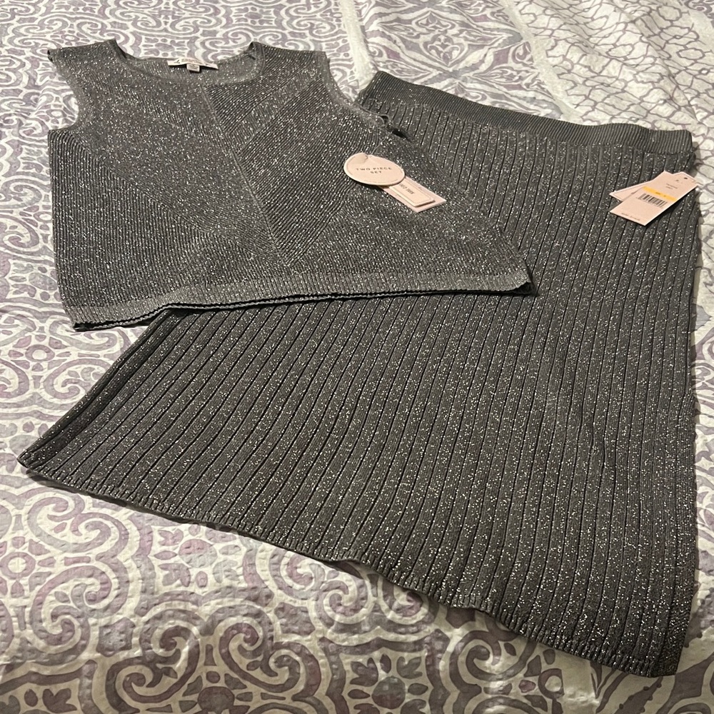 Nannette Shimmering Silver skirt set